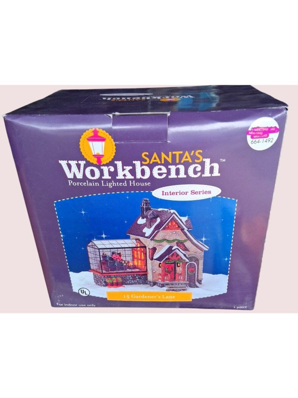 Santas Workbench Porcelain Lighted House 15 Gardeners Lane Interior Series UL Li